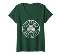 Femme Pittsburgh St Patrick Day T-Shirt avec Col en V