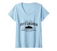 Femme Pittsburgh T-Shirt avec Col en V