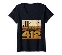 Femme Pittsburgh T-Shirt avec Col en V