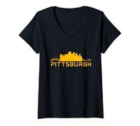 Femme Pittsburgh T-Shirt avec Col en V