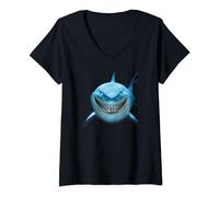 Femme Pixar Finding Nemo Bruce Shark Smile T-Shirt avec Col en V