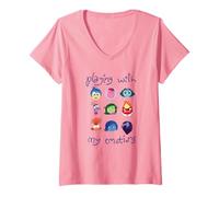 Femme Pixar Inside Out 2 Playing with My Emotions T-Shirt avec Col en V
