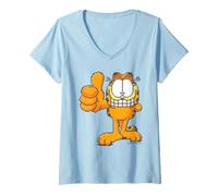 Femme Pixel Graphics Cheeky Cat Lasagne Love Thumbs Up Art Classique T-Shirt avec Col en V