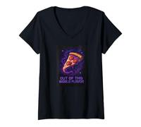 Femme Pizza aux Saveurs Hors du commun : Cosmic Food Art T-Shirt avec Col en V