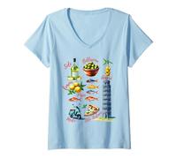 Femme Pizza d'été italienne Limoncello Tower Pisa Poisson Olives Femmes T-Shirt avec Col en V