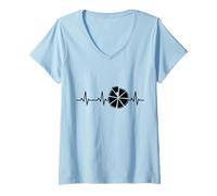 Femme Pizza ECG Heartline Pizzaiolo Pizza Maker T-Shirt avec Col en V