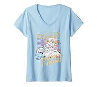 Femme Pizza Peace Love avec des Tortues Ninja mutantes pour Adolescents T-Shirt avec Col en V, Bleu Céleste, M