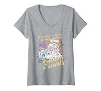 Femme Pizza Peace Love avec des Tortues Ninja mutantes pour Adolescents T-Shirt avec Col en V, Gris Chiné, S
