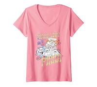 Femme Pizza Peace Love avec des Tortues Ninja mutantes pour Adolescents T-Shirt avec Col en V, Rose, XL