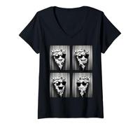 Femme Pizza Slice in Sunglasses Funny Photobooth Food Pizza Selfie T-Shirt avec Col en V
