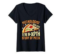 Femme Pizzaologue dédié à l'étude approfondie de la pizza T-Shirt avec Col en V