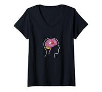 Femme Placebo dans l'effet Mental de la tête du Cerveau T-Shirt avec Col en V