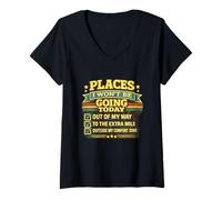 Femme Places I Won't Be Going Today Sarcasme Annuler Plans Humour Sec T-Shirt avec Col en V