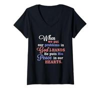 Femme Placez Vos problèmes sur Dieu, il Vous donnera la Paix T-Shirt avec Col en V