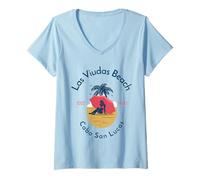 Femme Plage de Las Viudas Cabo San Lucas T-Shirt avec Col en V