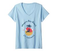 Femme Plage de Magens Bay, Saint-Thomas T-Shirt avec Col en V