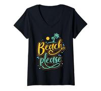 Femme Plage s'il Vous plaît T-Shirt avec Col en V