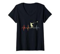 Femme Plaidoirie Heartbeat Hammer Vintage T-Shirt avec Col en V