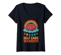 Femme Plaidoyer pour la santé mentale des Guerriers autosoins T-Shirt avec Col en V