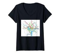 Femme Plan du métro de Washington, DC - États-Unis - T-Shirt T-Shirt avec Col en V