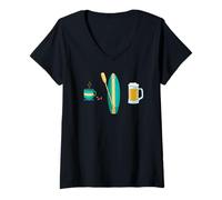 Femme Plan for Today CAFEE Paddle Board Beer Sup Paddle Meme T-Shirt avec Col en V