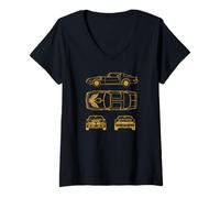 Femme Plan Musculaire Classique, Design de Voiture américaine Vintage T-Shirt avec Col en V