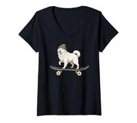 Femme Planche à roulettes drôle des Pyrénées pour Amoureux des Animaux Maman Papa T-Shirt avec Col en V