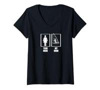 Femme Planche à Voile Amusante avec Inscription « Your Mom My Mom Son Daughter » T-Shirt avec Col en V