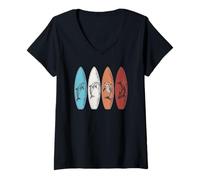 Femme Planche de Surf sur Le thème des Dauphins T-Shirt avec Col en V