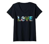 Femme Planète de l'amour T-Shirt avec Col en V