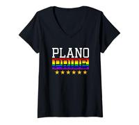 Femme Plano Pride Drapeau Arc-en-Ciel Gay Lesbienne Queer LGBT T-Shirt avec Col en V