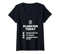 Femme Plans for Today Ignore Everyone Snack Lover Humour Design T-Shirt avec Col en V