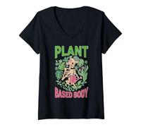 Femme Plant Based Body Mode de Vie végétalien et végétarien T-Shirt avec Col en V