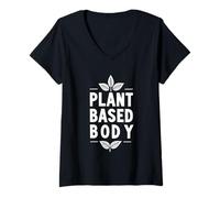Femme Plant Based Body Style de vie végétarien végétalien ||--- T-Shirt avec Col en V