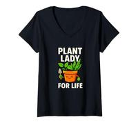 Femme Plant Lady for Life Jardinage Humour Design T-Shirt avec Col en V