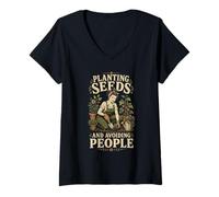 Femme Planter des graines et éviter Les Gens T-Shirt avec Col en V