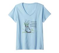 Femme Planter Un Jardin, C'est Croire Demain T-Shirt avec Col en V