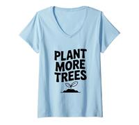 Femme Plantez Plus d'arbres et Sauvez la Terre Message écologique T-Shirt avec Col en V