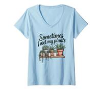 Femme Plants Humor Sometimes I Wet My Plants Succulent Gardening T-Shirt avec Col en V