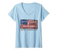 Femme Plaque d'immatriculation Lynyrd Skynyrd 1964 Sweet Home Drapeau américain Alabama T-Shirt avec Col en V