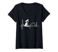 Femme Plate-Forme de Forage pétrolifère Heartbeat EKG Pulse Oilfield T-Shirt avec Col en V