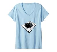Femme Plateau de mixage DJ T-Shirt avec Col en V