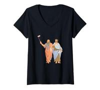 Femme Platon et Aristote prenant des Selfies Philosophie Grecque drôle T-Shirt avec Col en V