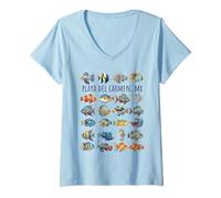 Femme Playa Del Carmen Mexico Motif Poissons colorés T-Shirt avec Col en V