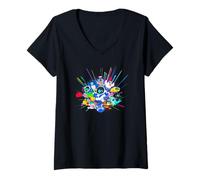 Femme Playstation Astrobot And Friends Power Up Group Shot T-Shirt avec Col en V
