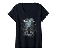 Femme PlayStation Bloodborne The Hunter Standing Eerie Stone Road T-Shirt avec Col en V