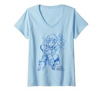 Femme PlayStation Jak & Daxter Duo Action Pose Concept Art T-Shirt avec Col en V