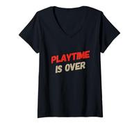 Femme Playtime is Over Citations Playtime is Over Meaning T-Shirt avec Col en V