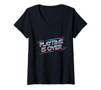 Femme Playtime is Over Citations Playtime is Over Meaning T-Shirt avec Col en V