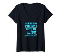 Femme Please Be Patient with Me I'm from The 1900s Pixel Wagon T-Shirt avec Col en V